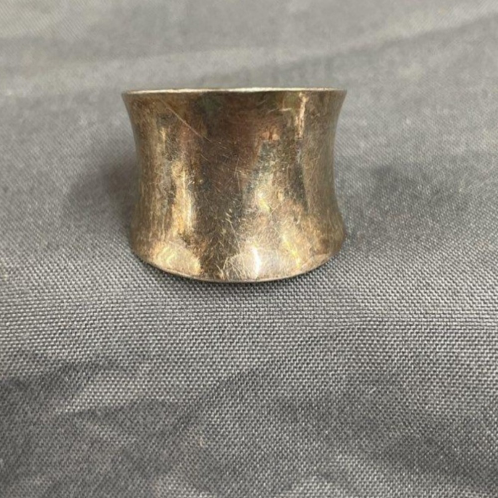 Vintage 925 Sterling Silver Wide Concave Cigar Band Ring Size 8 Statement 5.3g